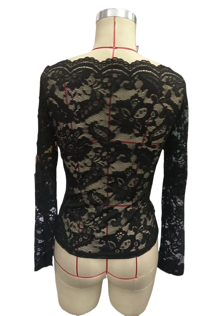 Black Lace Shirt Womens