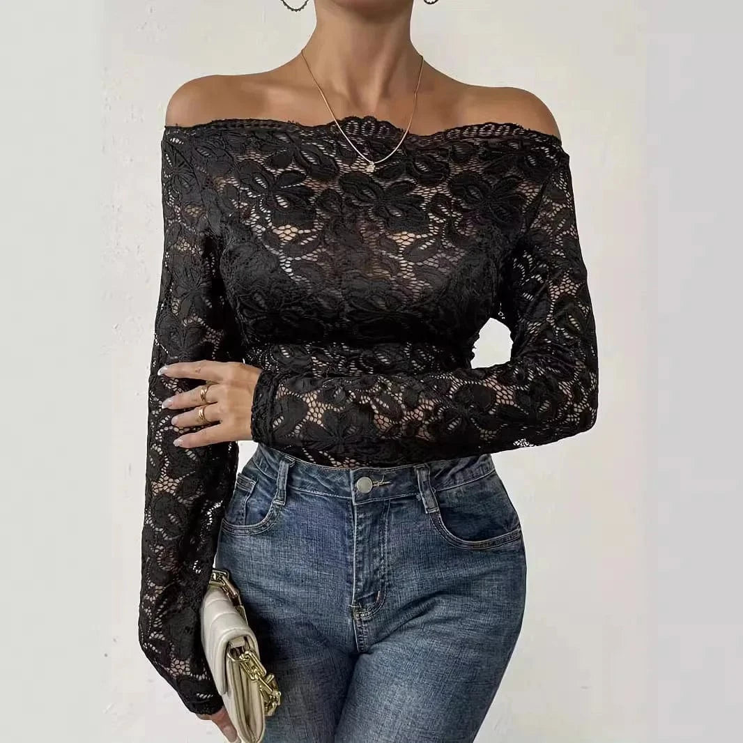 Black Lace Shirt Womens