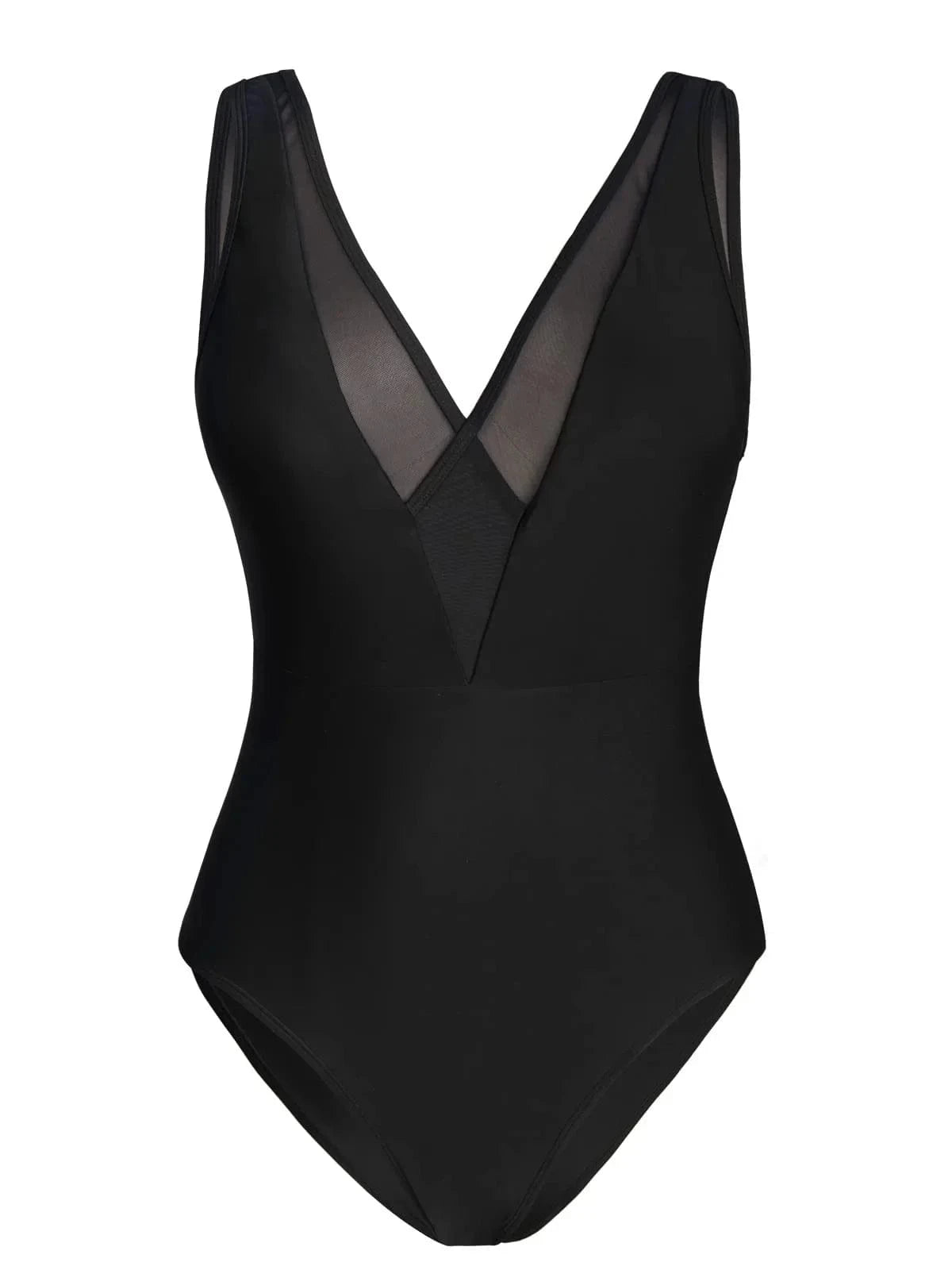 Black Mesh One Piece Swimsuit