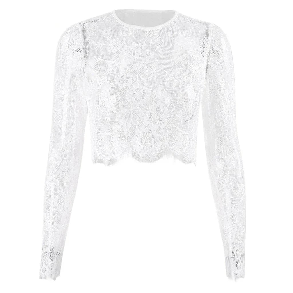 Long Sleeve Lace Crop Top
