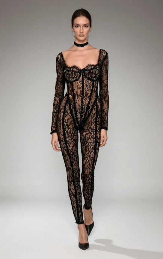 See Through Mesh Jumpsuit