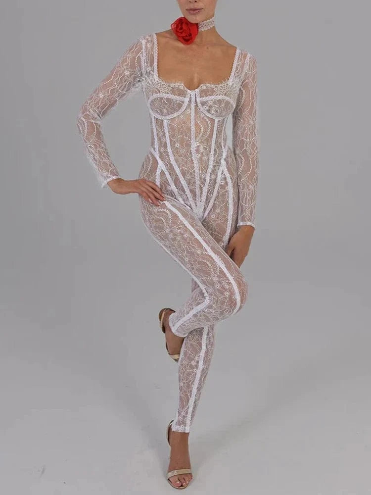 See Through Mesh Jumpsuit