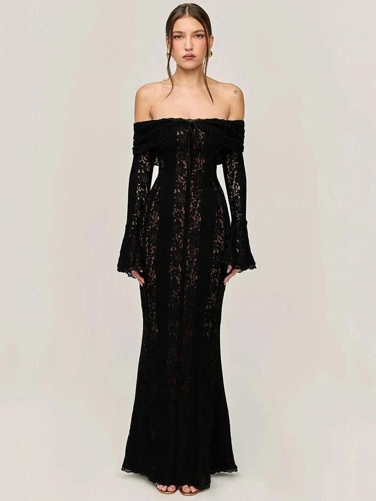 Sheer Long Sleeve Maxi Dress