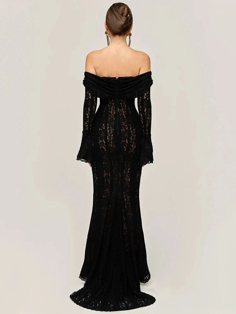 Sheer Long Sleeve Maxi Dress