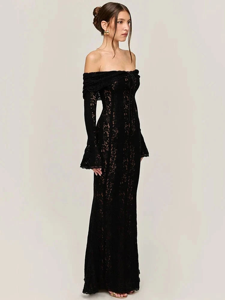 Sheer Long Sleeve Maxi Dress