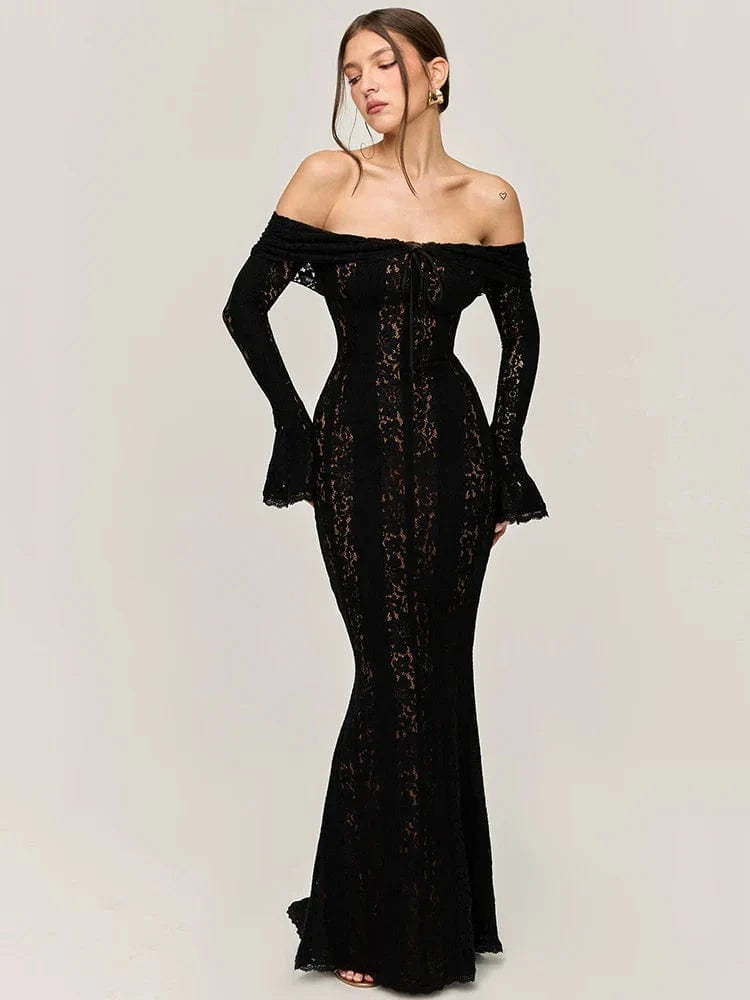 Sheer Long Sleeve Maxi Dress