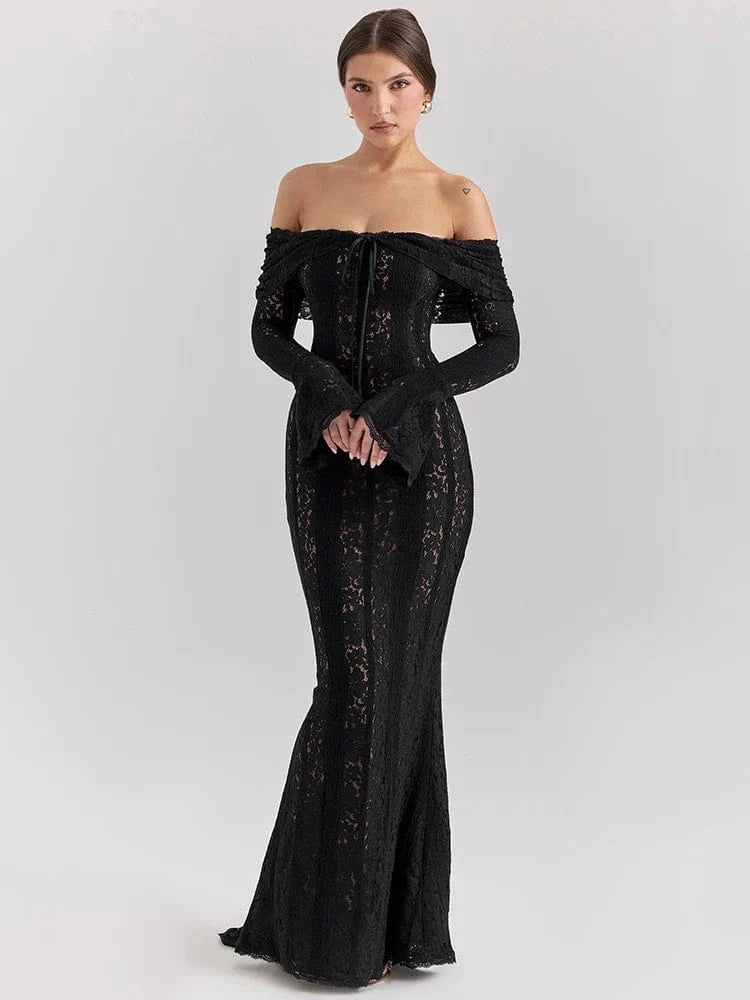Sheer Long Sleeve Maxi Dress