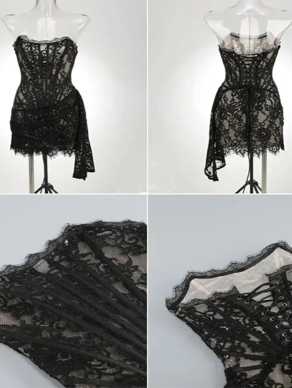 Strapless Lace Mini Dress