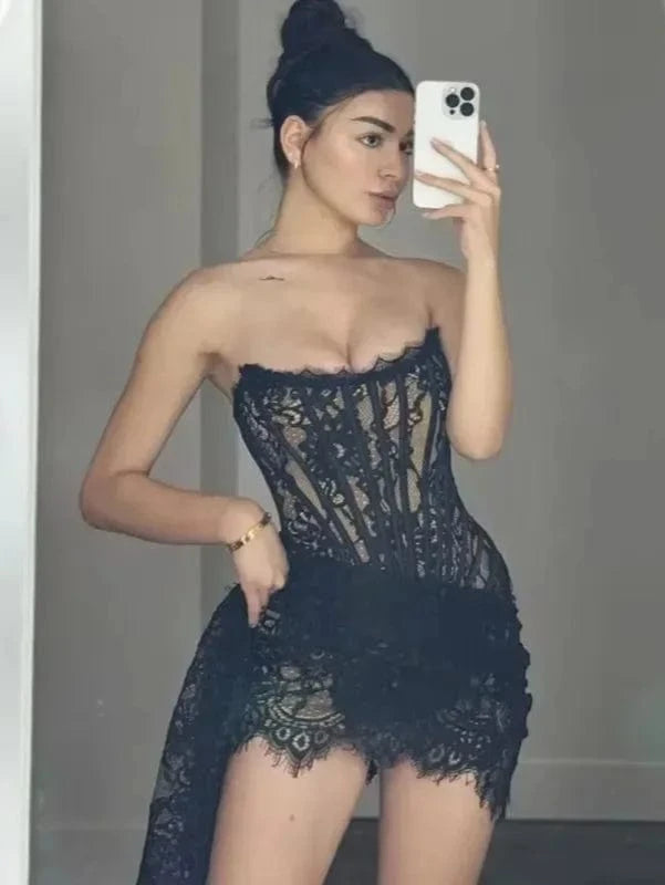 Strapless Lace Mini Dress
