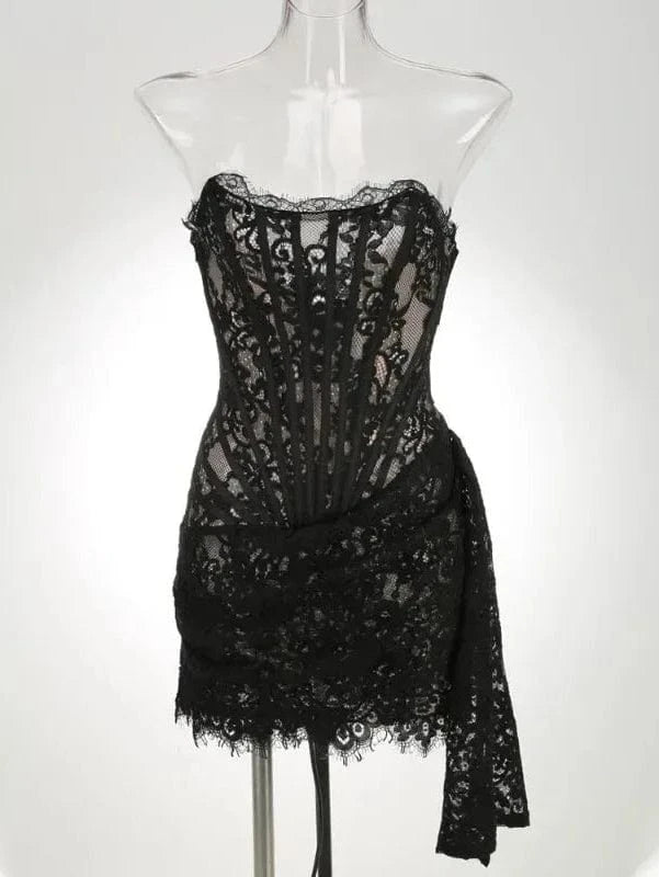 Strapless Lace Mini Dress