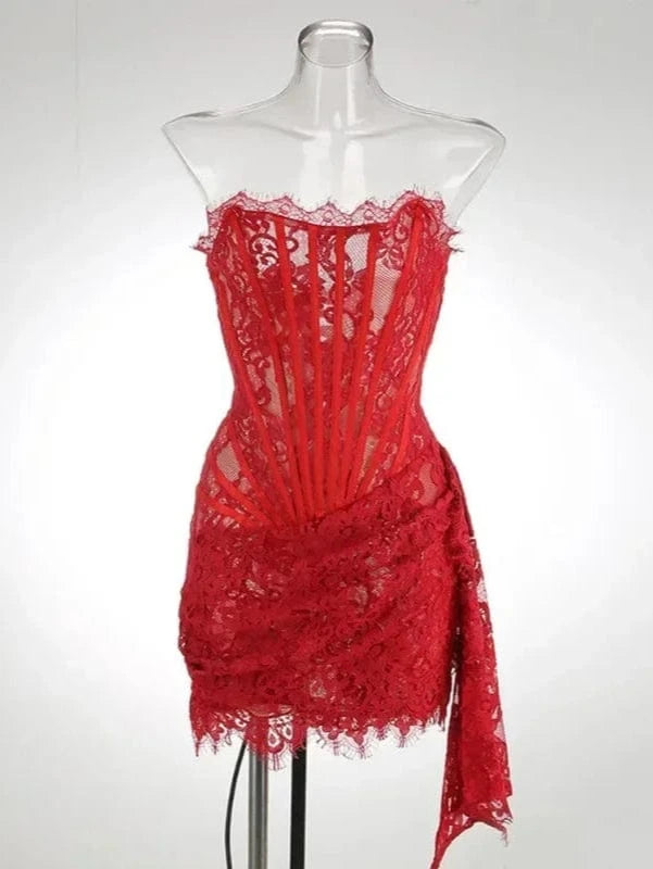 Strapless Lace Mini Dress