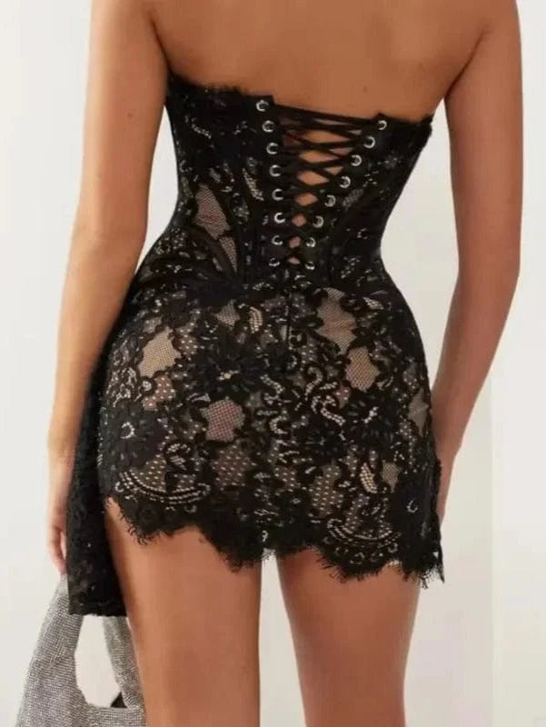 Strapless Lace Mini Dress