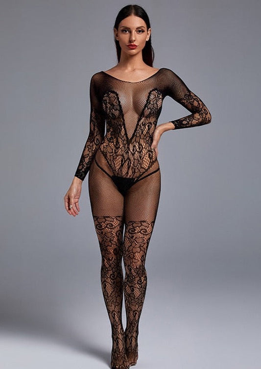 Black Lace Catsuit