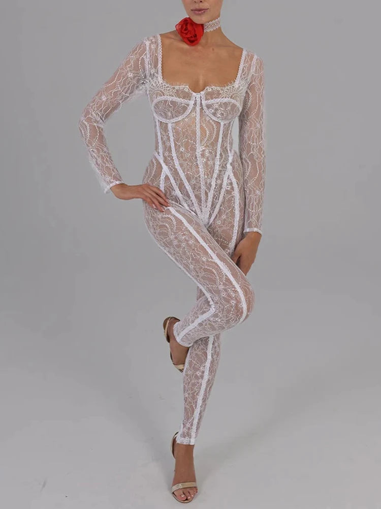 See Through Mesh Jumpsuit