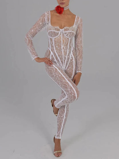 See Through Mesh Jumpsuit