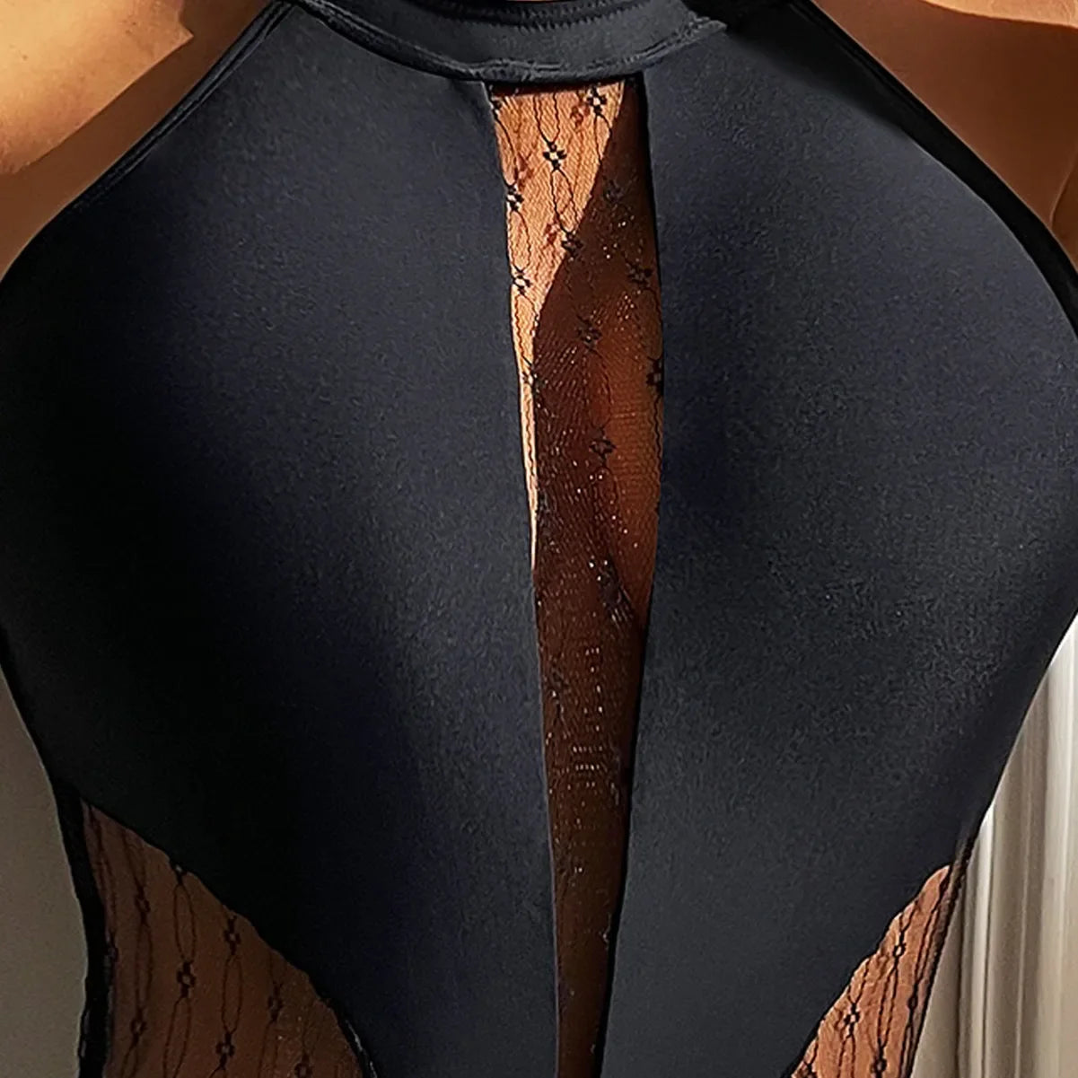 High Neck Mesh One Piece Swimsuit