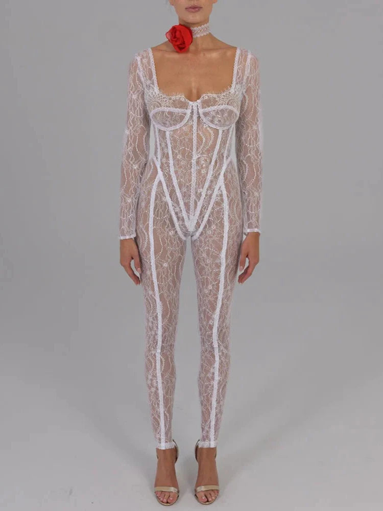 See Through Mesh Jumpsuit