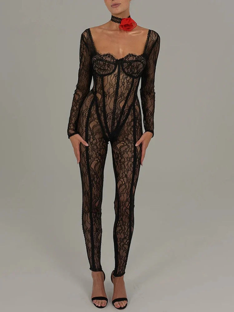 See Through Mesh Jumpsuit