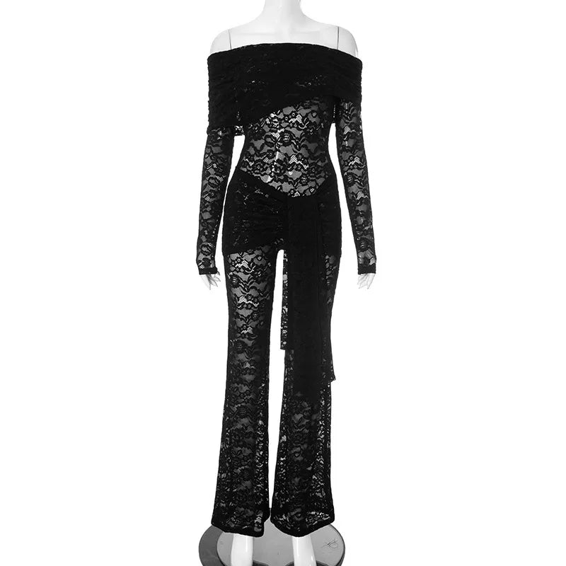 Womens Black Lace Jumpsuit