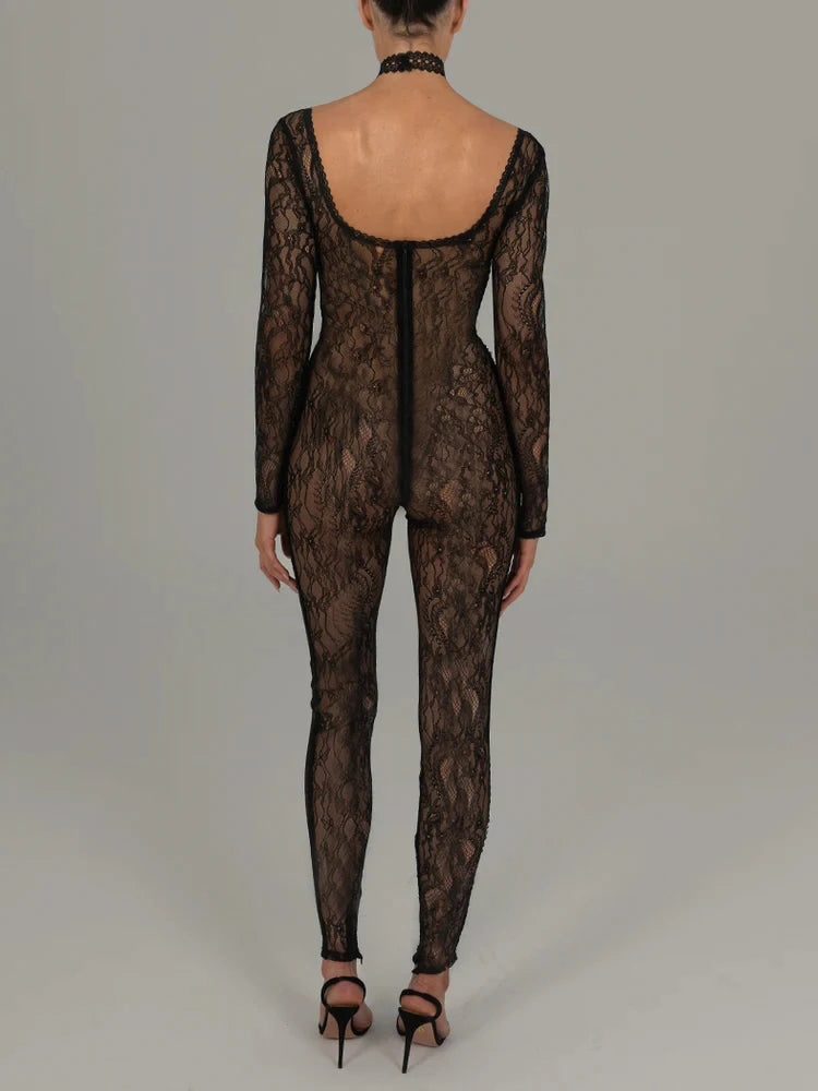 See Through Mesh Jumpsuit