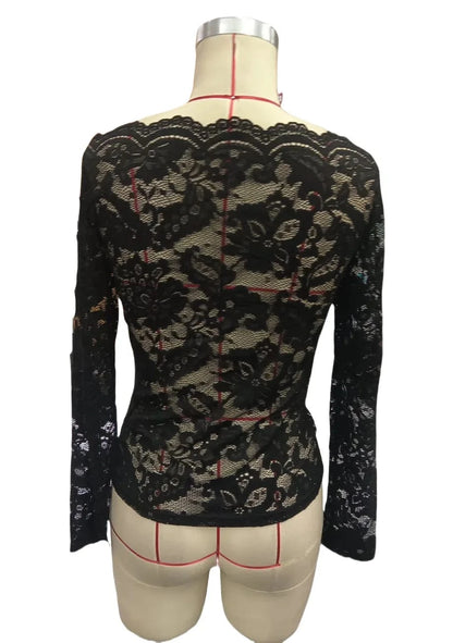 Black Lace Shirt Womens