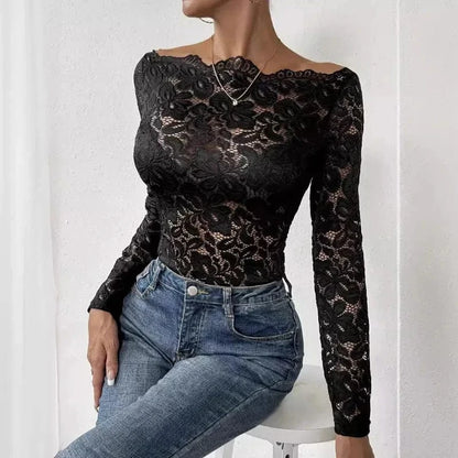 Black Lace Shirt Womens