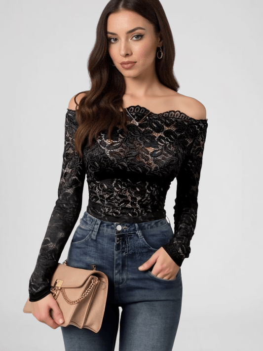 Black Lace Shirt Womens