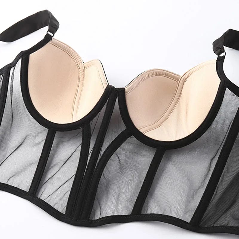 CINOON Women Push UpTransparent Lingerie New Sexy Shaper Bra Thin Beauty Back Underwear Female Fishbone Gauze Bralette