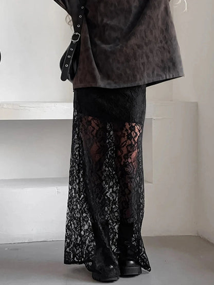Long Lace Black Skirt