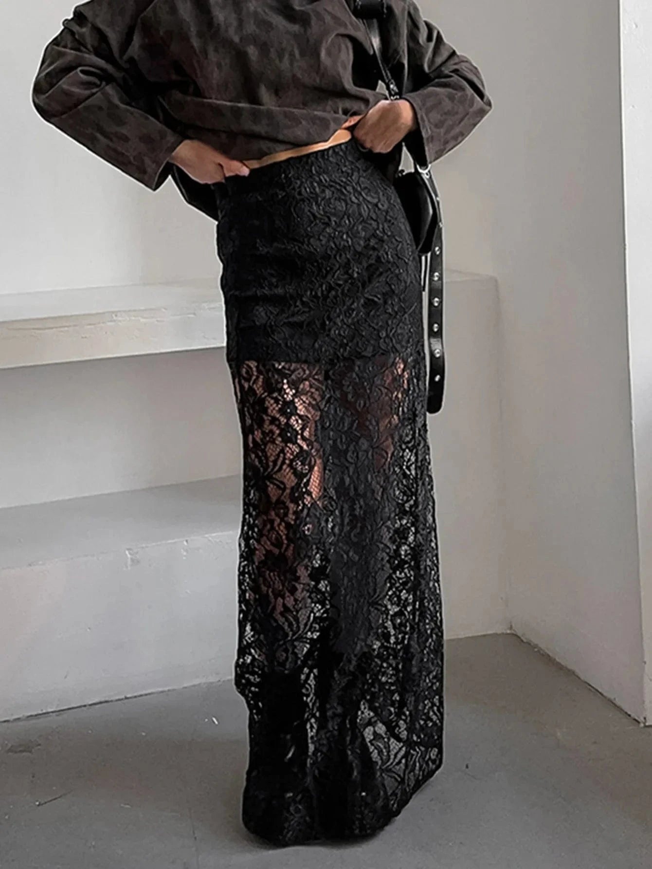 Long Lace Black Skirt