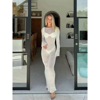 Long Mesh Cover Up Dress