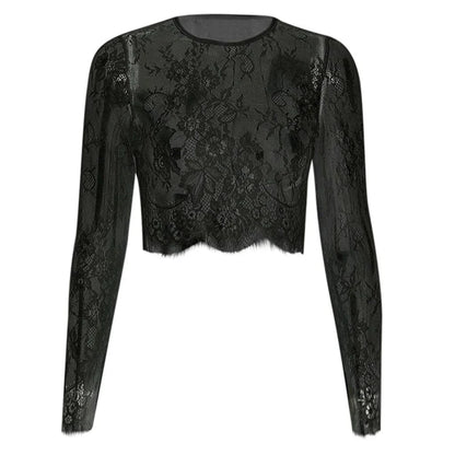 Long Sleeve Lace Crop Top