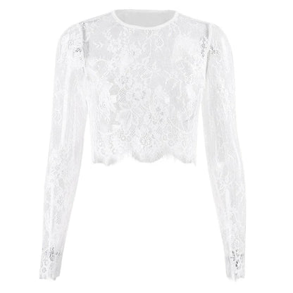 Long Sleeve Lace Crop Top