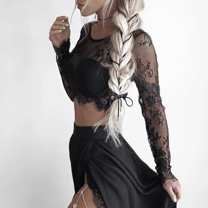 Long Sleeve Lace Crop Top