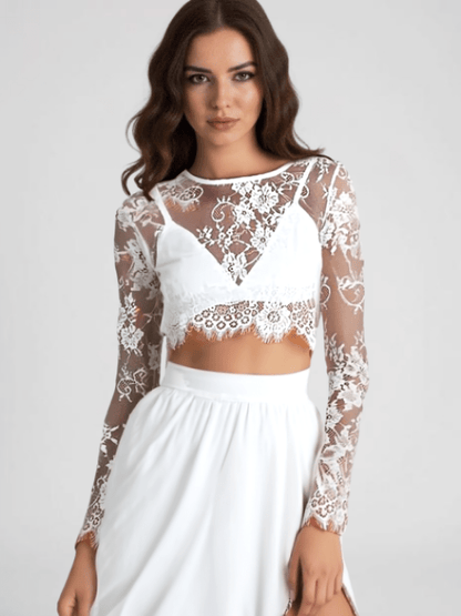 Long Sleeve Lace Crop Top