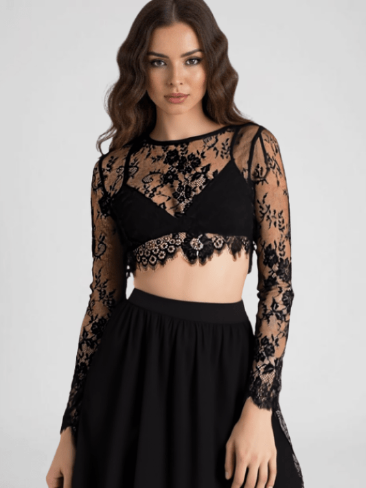 Long Sleeve Lace Crop Top