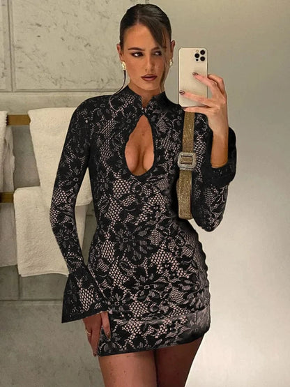 Long Sleeve Lace Mini Dress