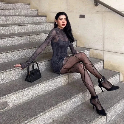 Long Sleeve Sheer Mini Dress