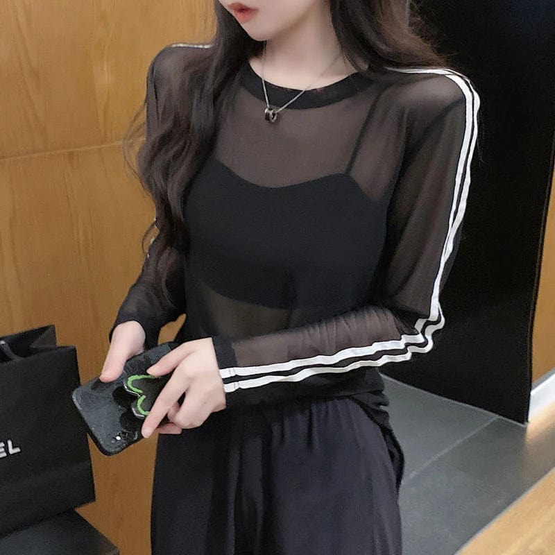 Sheer Black Long Sleeve Top