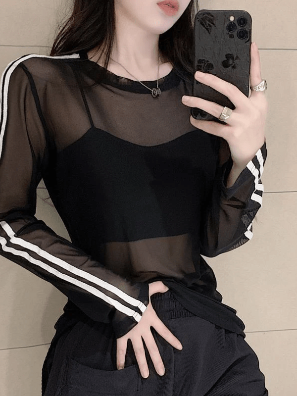 Sheer Black Long Sleeve Top