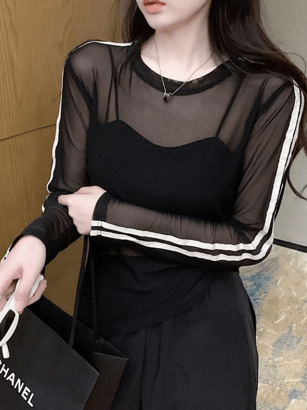 Sheer Black Long Sleeve Top