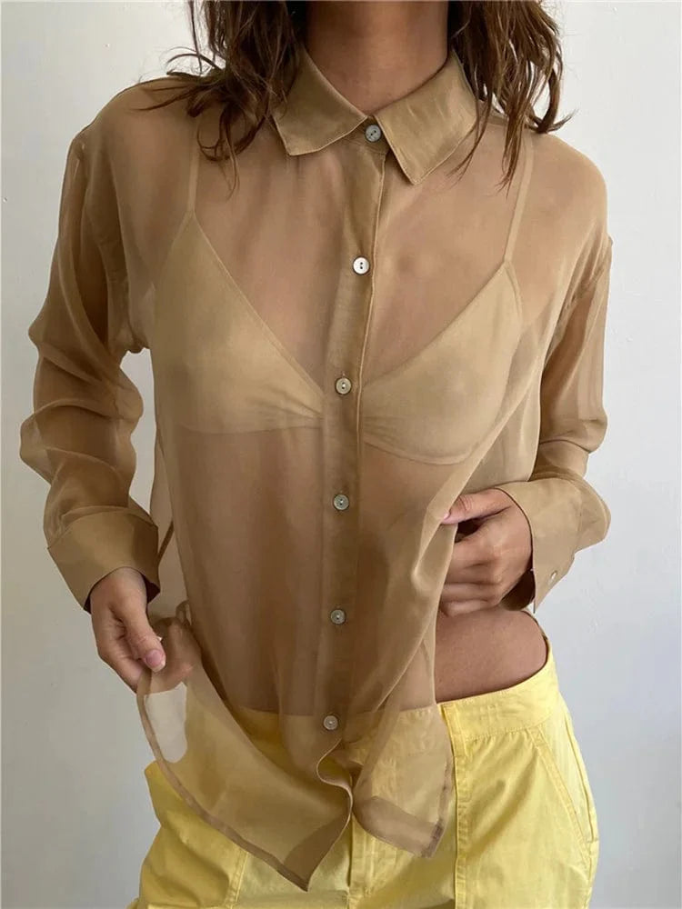 Sheer Button Up Shirt