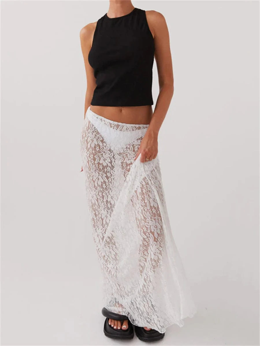 Sheer Lace Maxi Skirt