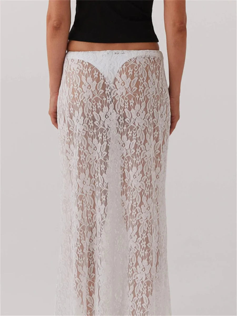 Sheer Lace Maxi Skirt