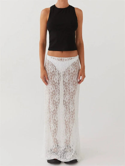 Sheer Lace Maxi Skirt