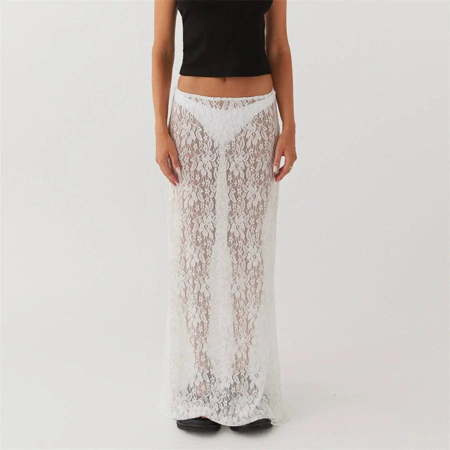 Sheer Lace Maxi Skirt