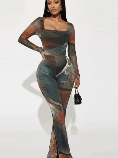 Sheer Long Sleeve Jumpsuit