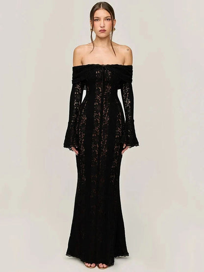 Sheer Long Sleeve Maxi Dress