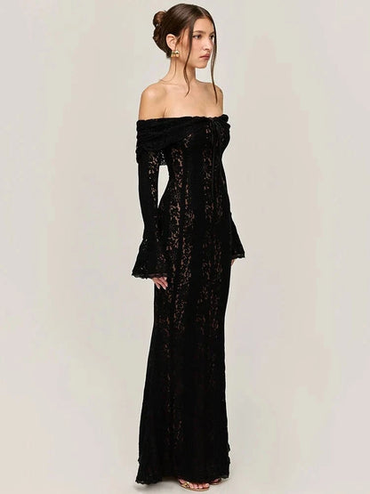 Sheer Long Sleeve Maxi Dress