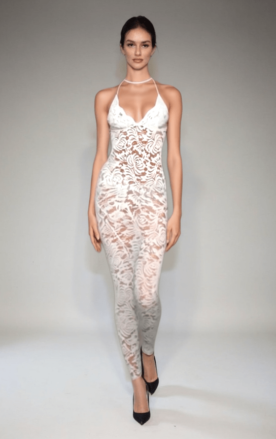 White Lace Long Jumpsuit
